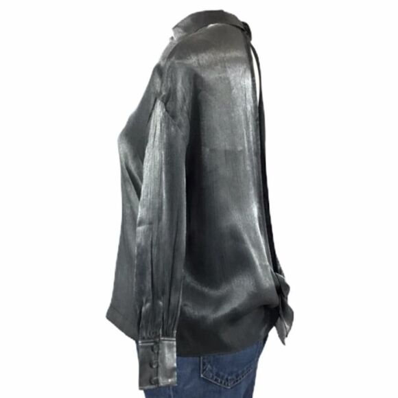 Anthropologie Reiko Berlin Satin Metallic Open Back Top - Picture 3 of 8